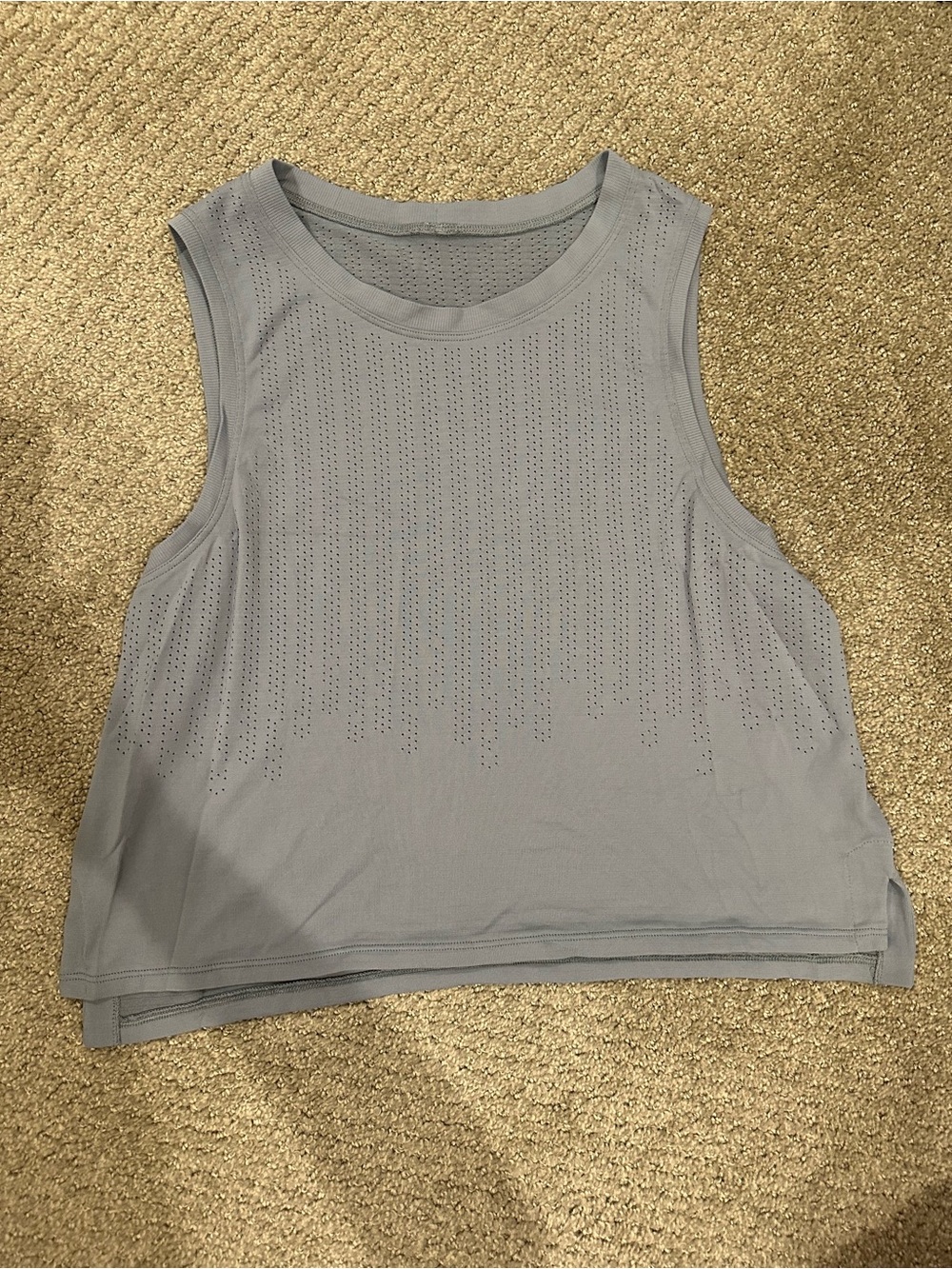 lululemon athletica Light Gray Perforated Workout Tank